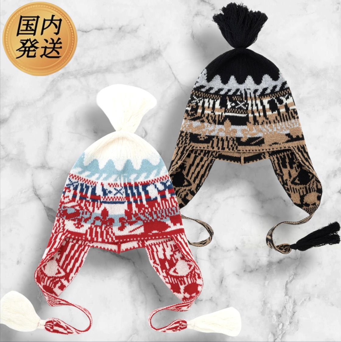 ギフト♪【国内発送☆VivienneWestwood】FLAP EARS ニット帽 (Vivienne