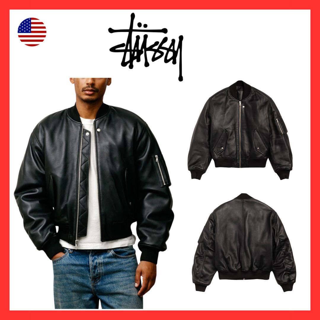 LEATHER BUILT BOMBER レザー ボンバー ジャケット (STUSSY/レザー