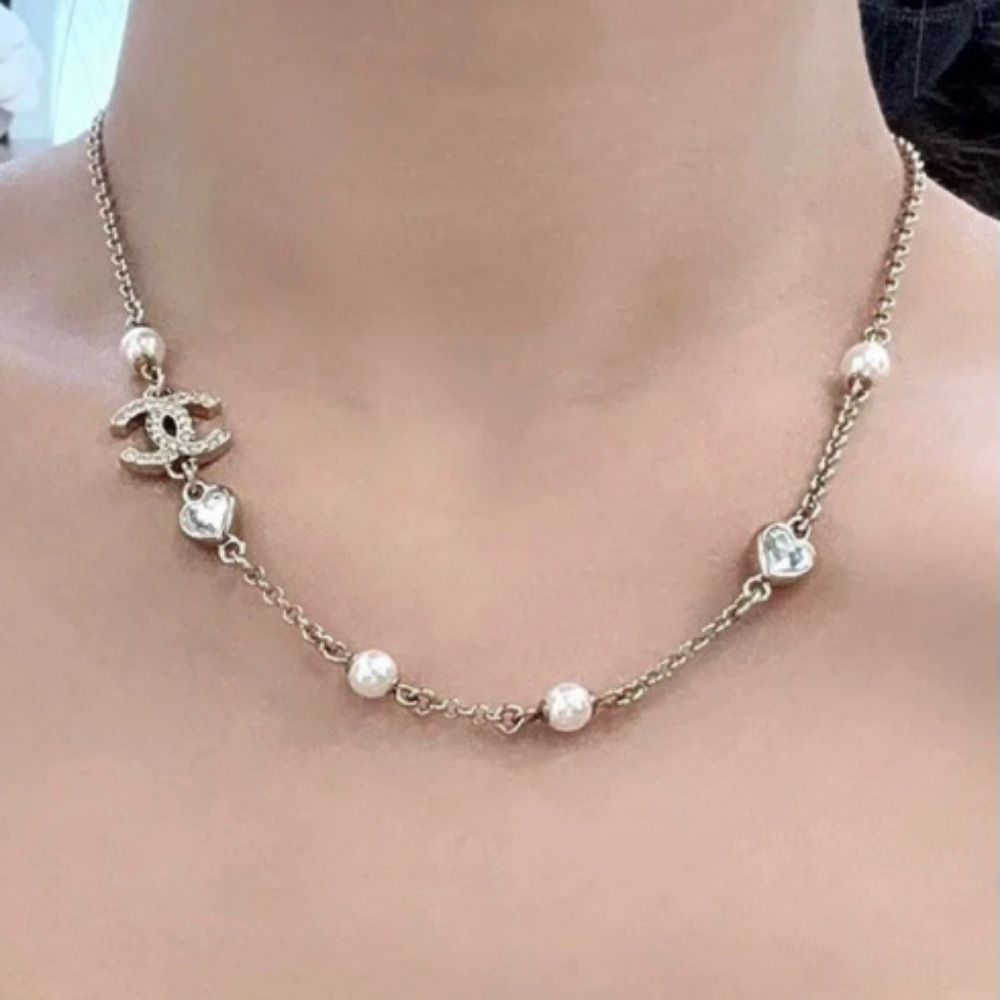 CHANEL】グラスパール×クリスタルCCマーク ネックレス (CHANEL