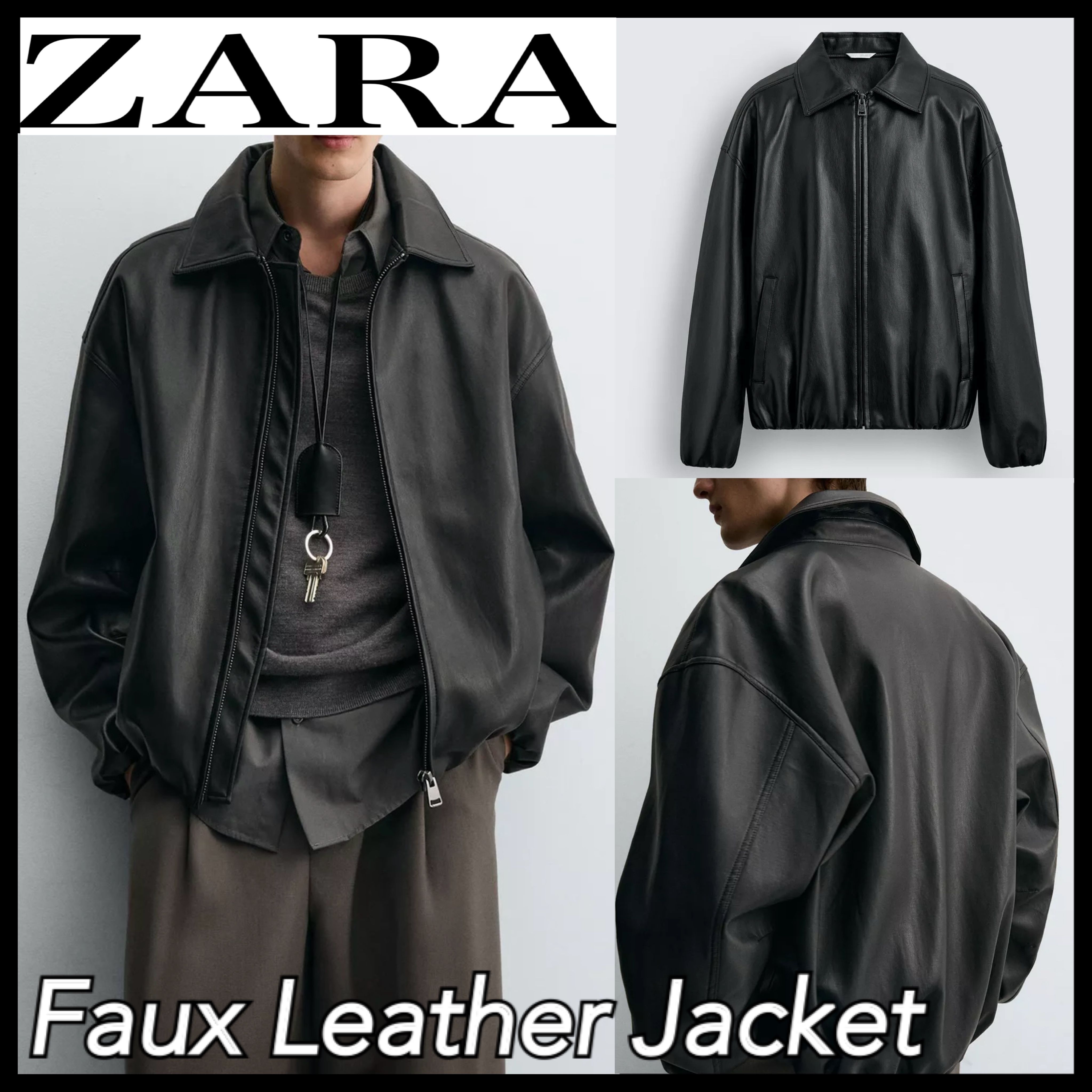 大人気 ☆ZARA(ザラ)☆定番 フェイクレザー ボンバージャケット (ZARA