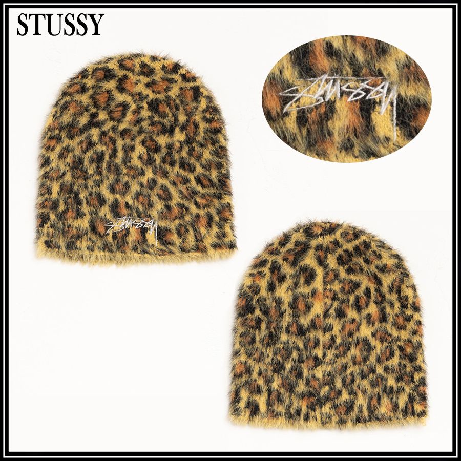 ☆STUSSY☆SKULLCAP LEOPARD ビーニー☆追跡可 (STUSSY/ニットキャップ