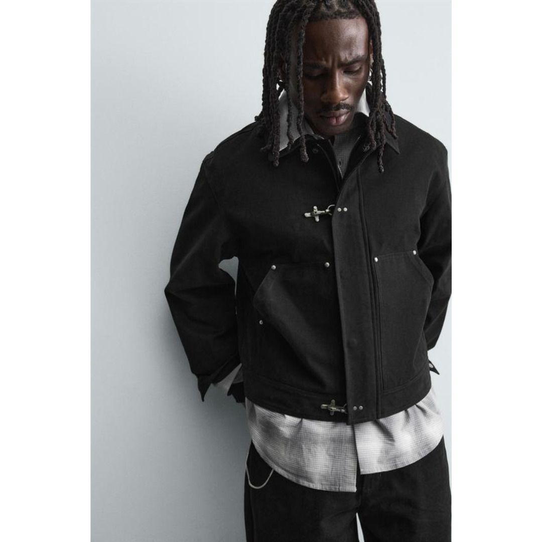 リラックスフィットトグルボタンジャケット Lサイズ ZARA］リラックス