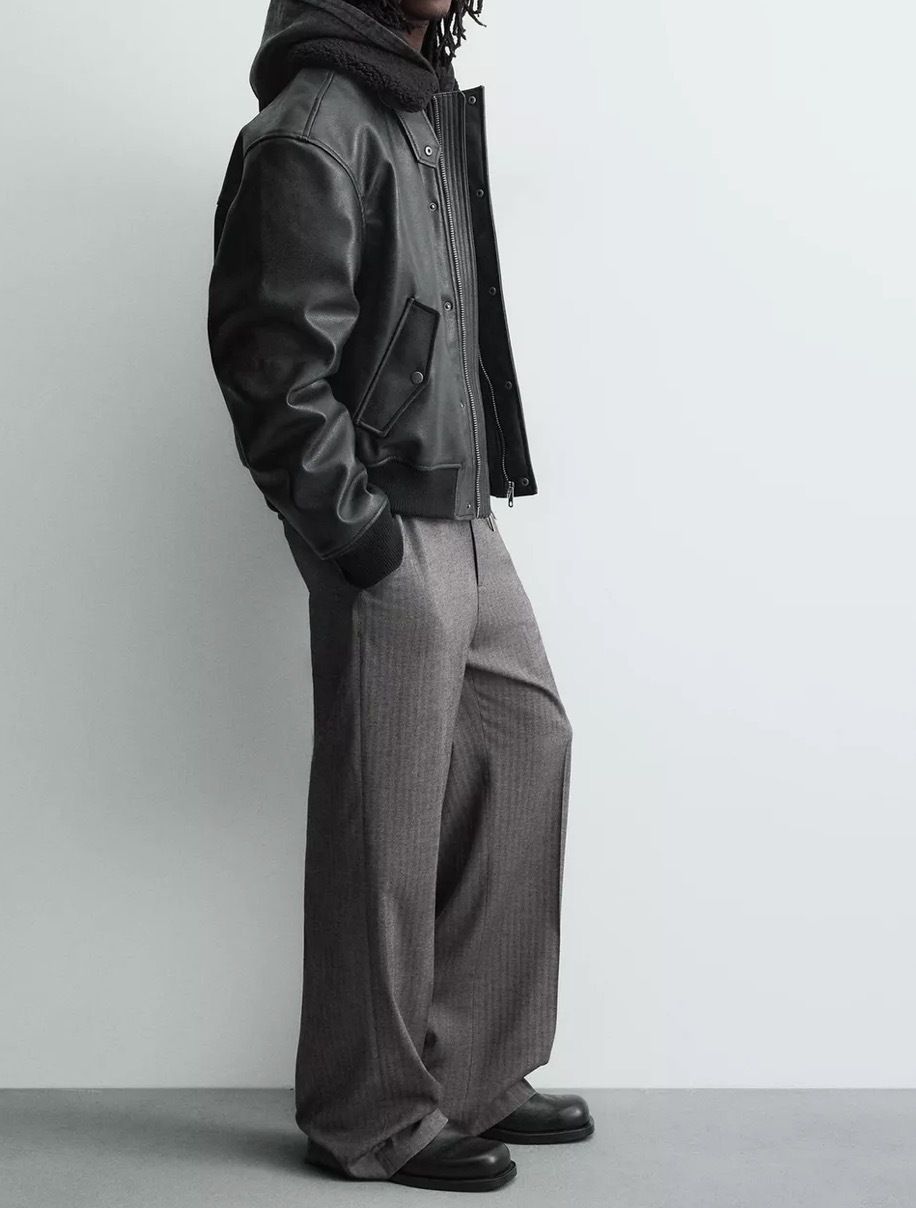 送関込み☆ZARA/ザラ☆中綿入 ボア襟xフェイクレザージャケット (ZARA