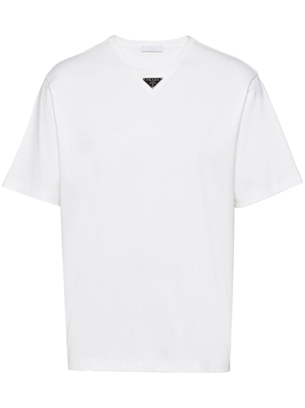 Prada triangle-logo Cotton T-shirt | White | FARFETCH