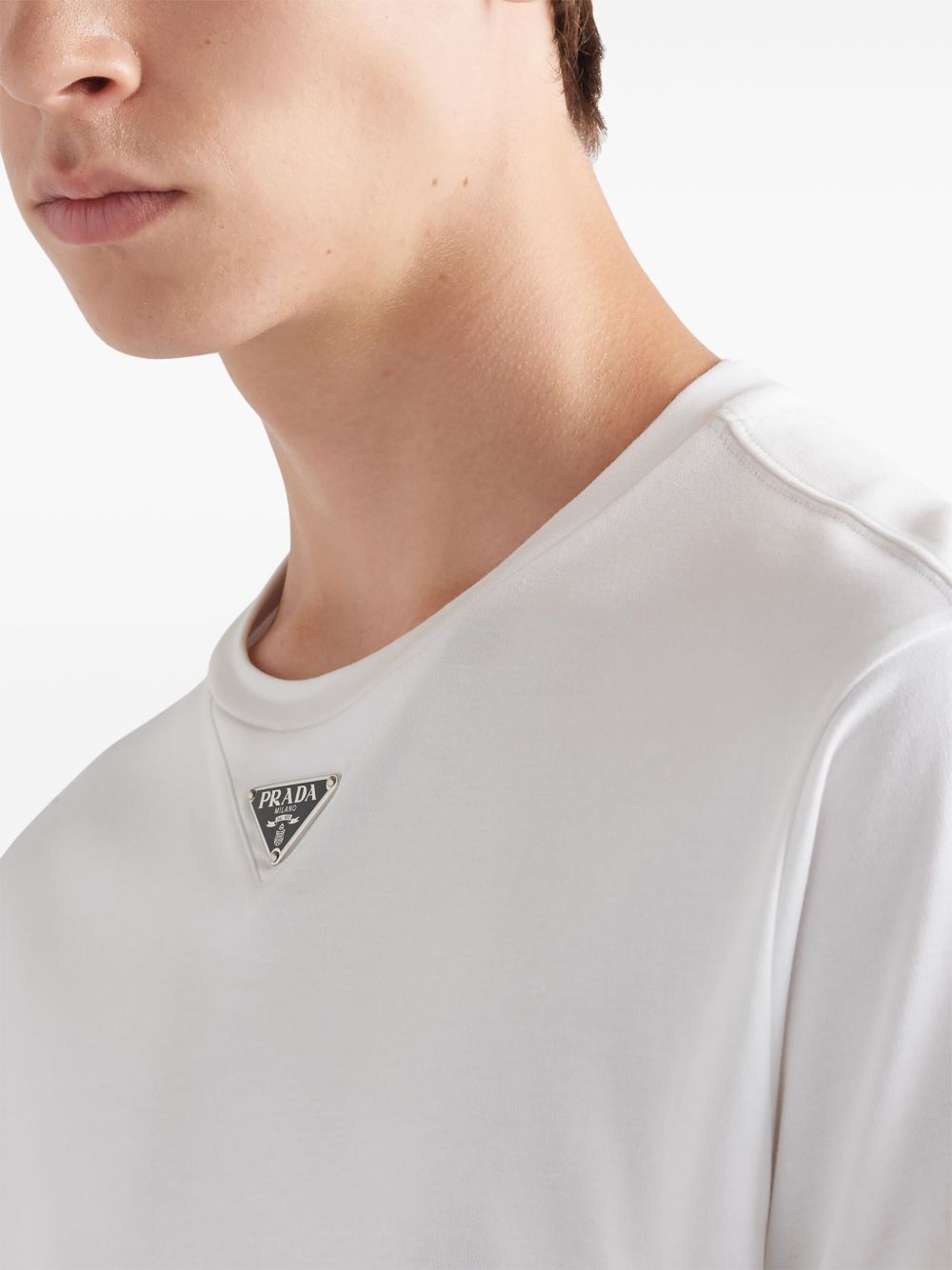 Prada triangle-logo Cotton T-shirt | White | FARFETCH