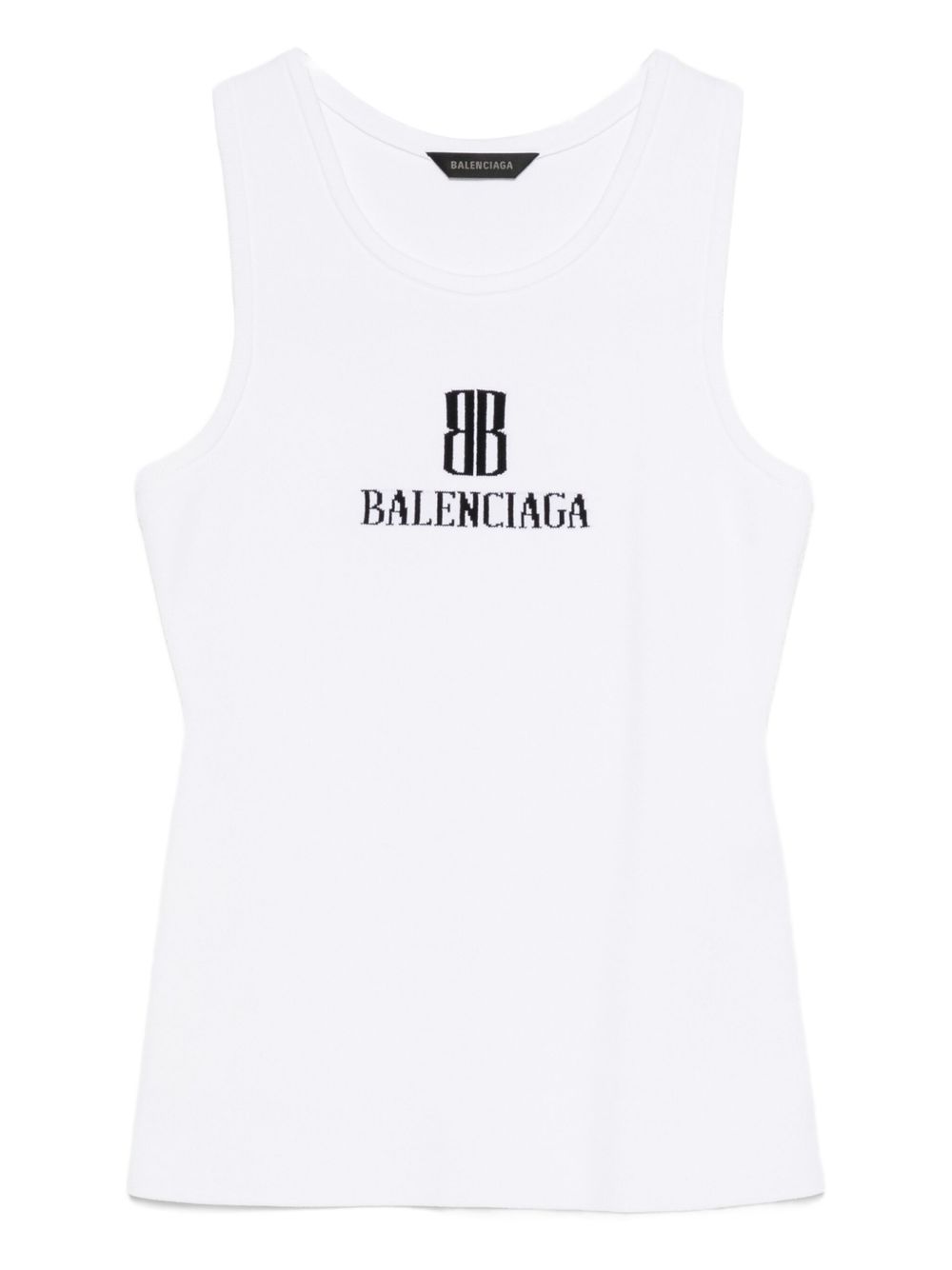 Balenciaga logo-intarsia Sleeveless Tank Top | White | FARFETCH
