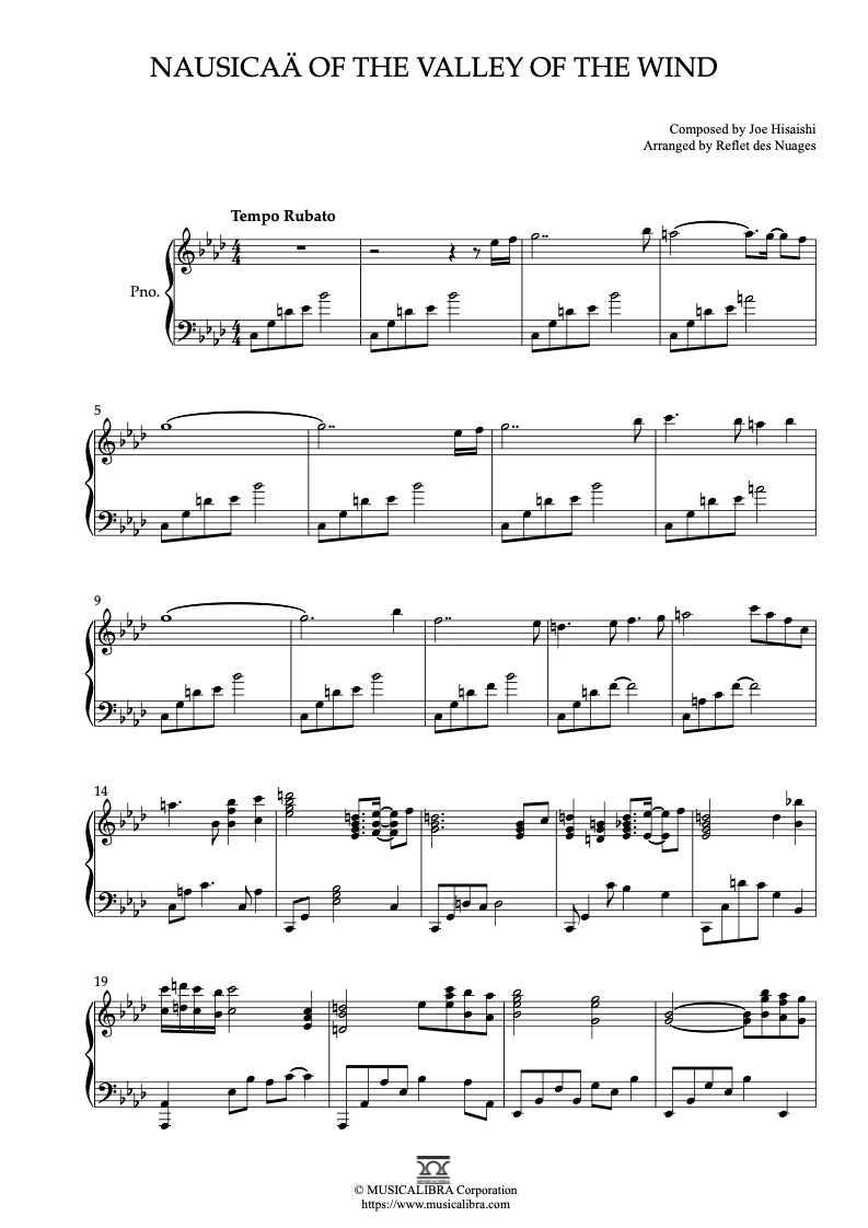PIANO SOLO 楽譜] 風の谷のナウシカ ピアノ 編曲 楽譜 : MUSICALIBRA JAPAN