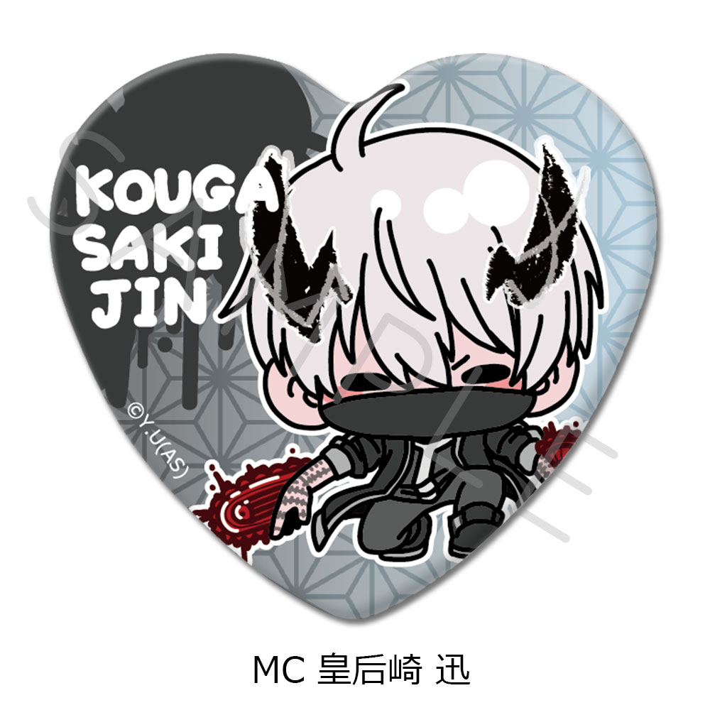 桃源暗鬼 皇后崎迅 ホログラム缶バッジ メタリック缶バッジ ハート缶