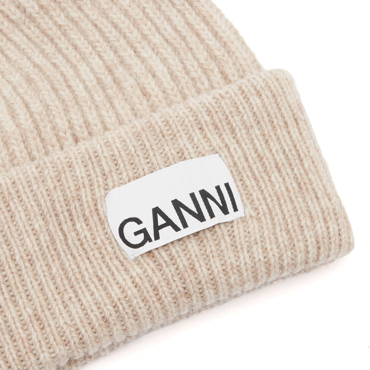 GANNI Women's Light Structured Rib Knit Beanie in Brazilian Sand GANNI