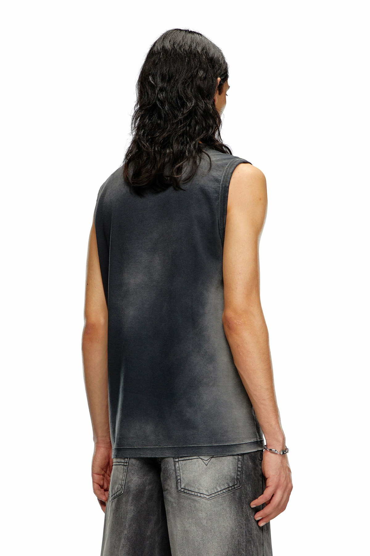 Diesel Faded tank top with puffy Oval D - T-Shirts Mens in Black