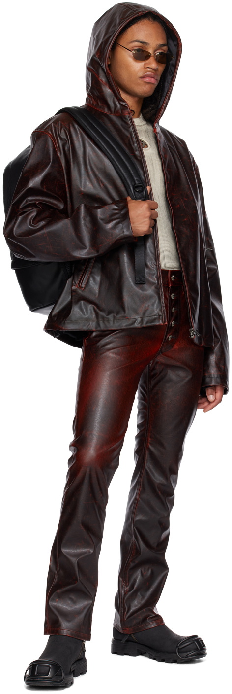 Diesel Burgundy J-Ram Faux-Leather Jacket Diesel
