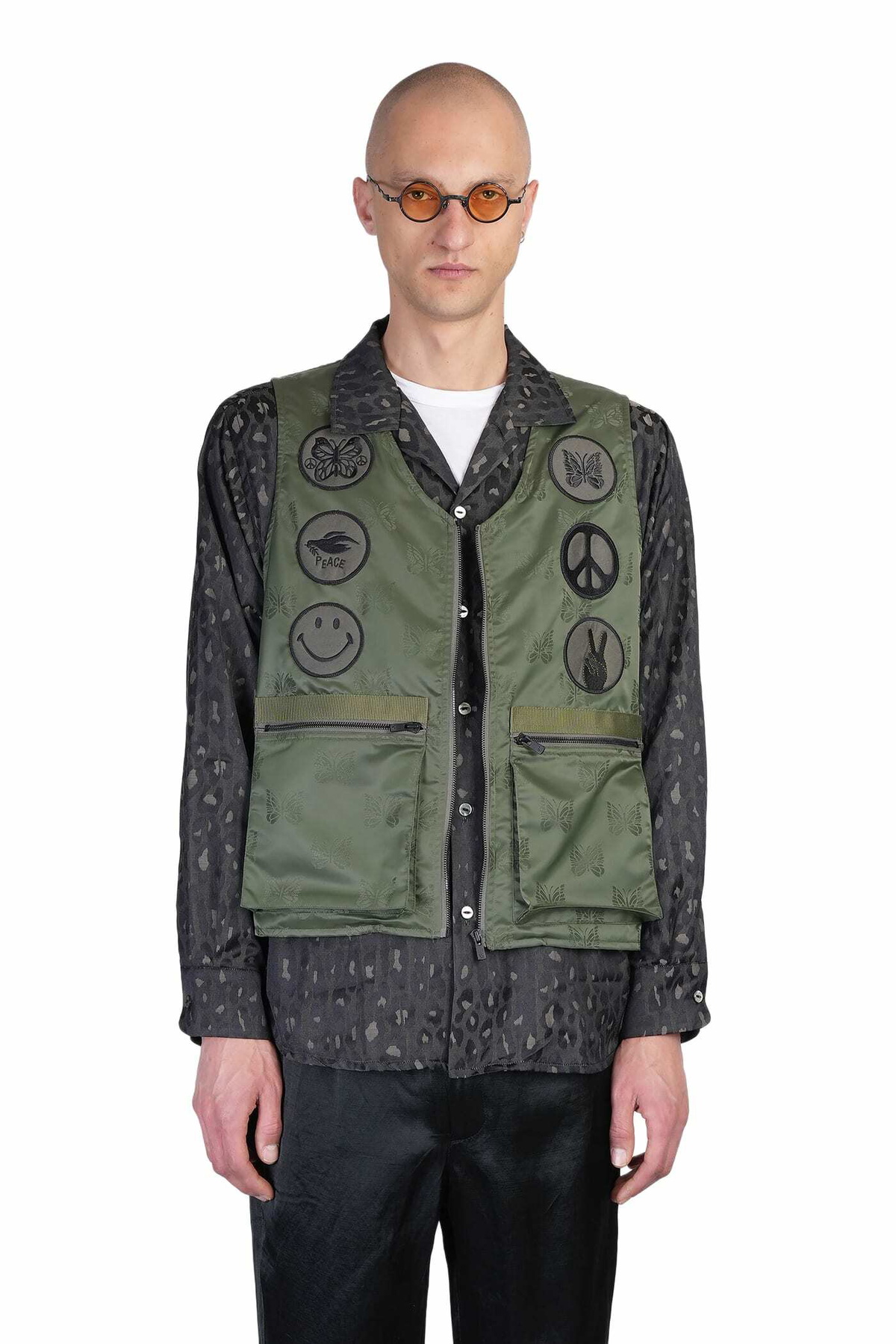 Needles Vest In Green Nylon Needles