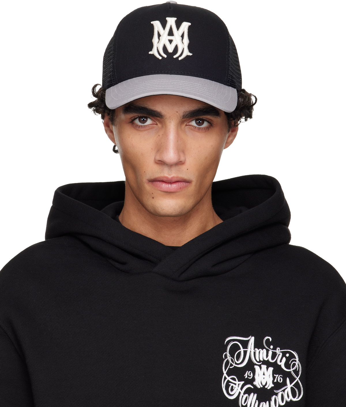 Amiri Bones Embroidered Trucker hat - Black - One Size Amiri