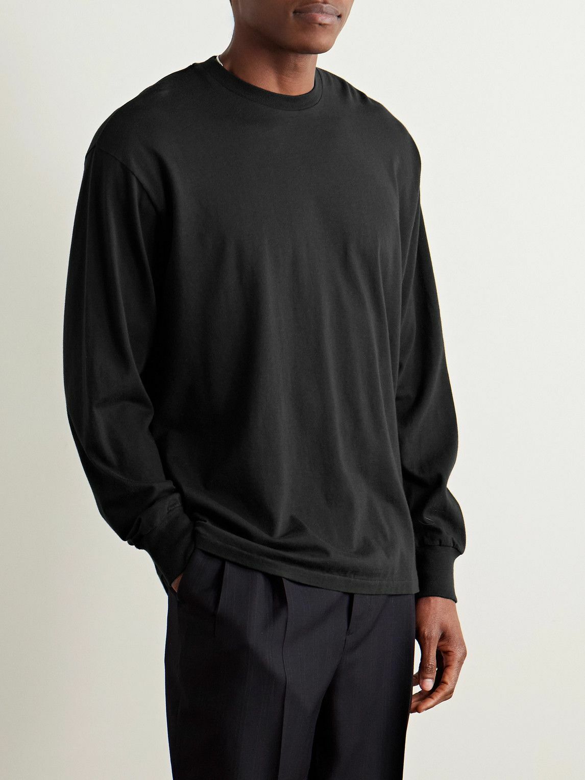 A.PRESSE - Cashmere and Silk-Blend Jersey T-Shirt - Black A.PRESSE