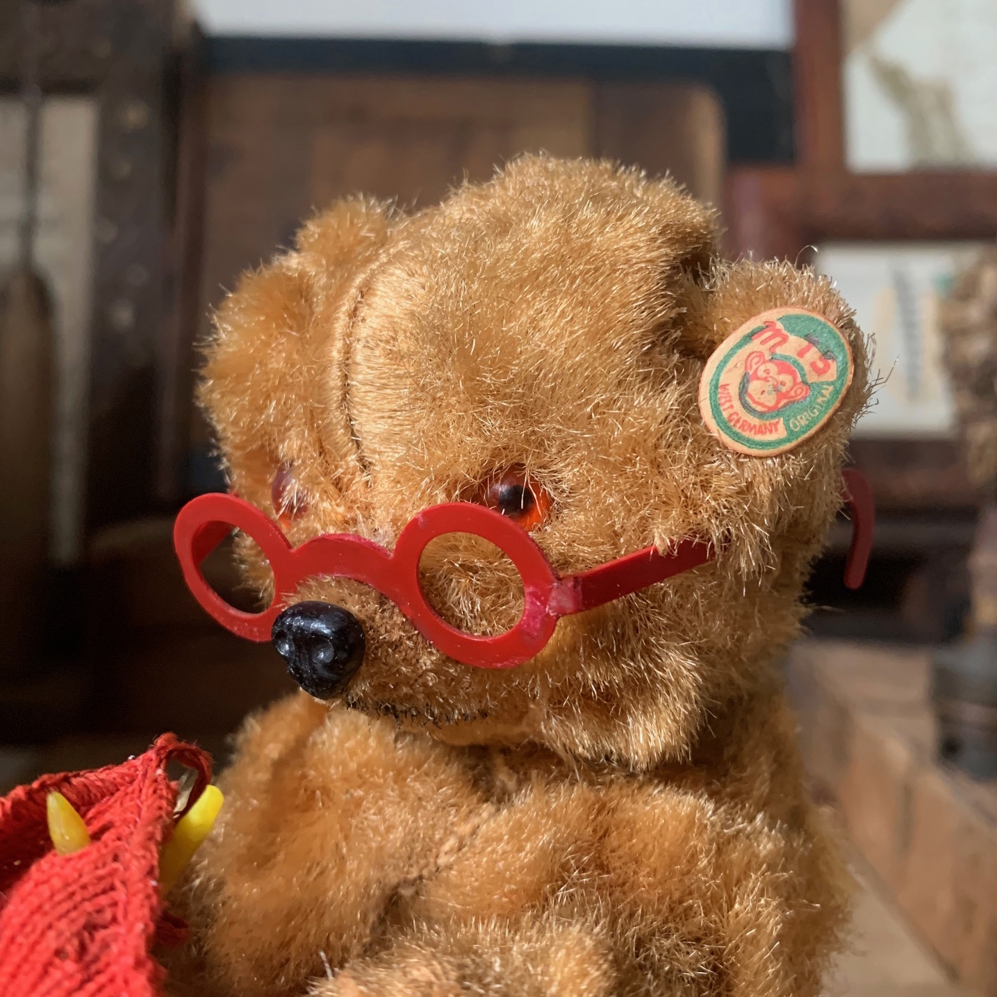 稀少 稼働品 西ドイツ MAX CARL社 ゼンマイ式 ぬいぐるみ 編み物をする