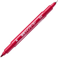 復活特別価格】アスクル 油性ペン 油性ツインマーカー 細/極細 赤