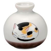 日本の伝統工芸品【九谷焼】 1.8号小つぼ花生 眠り猫 みけ (K9-1262