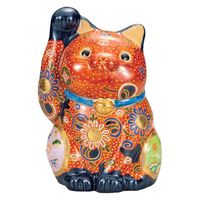 日本の伝統工芸品【九谷焼】 7号招き猫 吉祥盛 布団付 (K9-1655) (K8