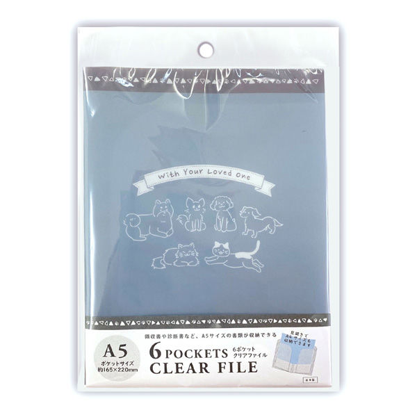 クリアファイル A5サイズ 6ポケット ブルー PET-FB 3冊 エヒメ紙工