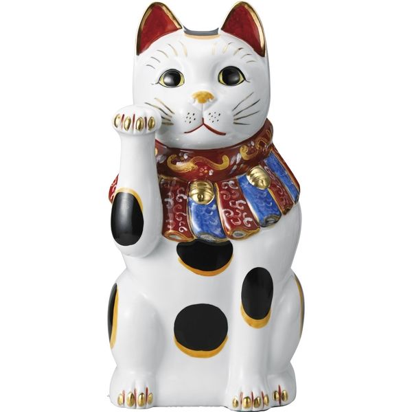 瀬戸焼 招き猫 赤絵ブチ猫 特大（右） （1個入）（直送品） - アスクル