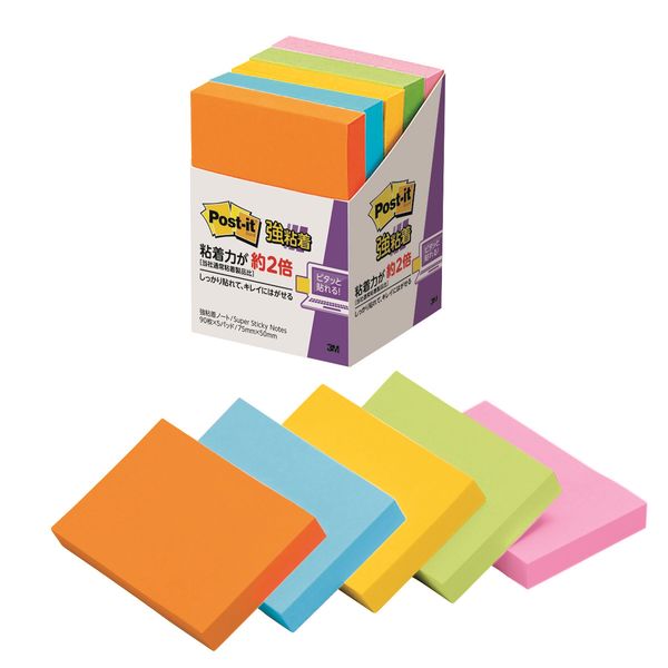 スリーエム(3M) ポストイット ふせん 付箋 強粘着・再生紙 ノート 75mm