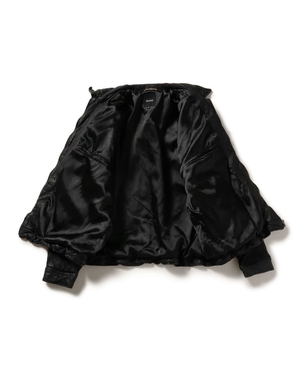 BEAMS (BEAMS) Distressed Leather Zip Blouson [Wide Fit] (Blouson