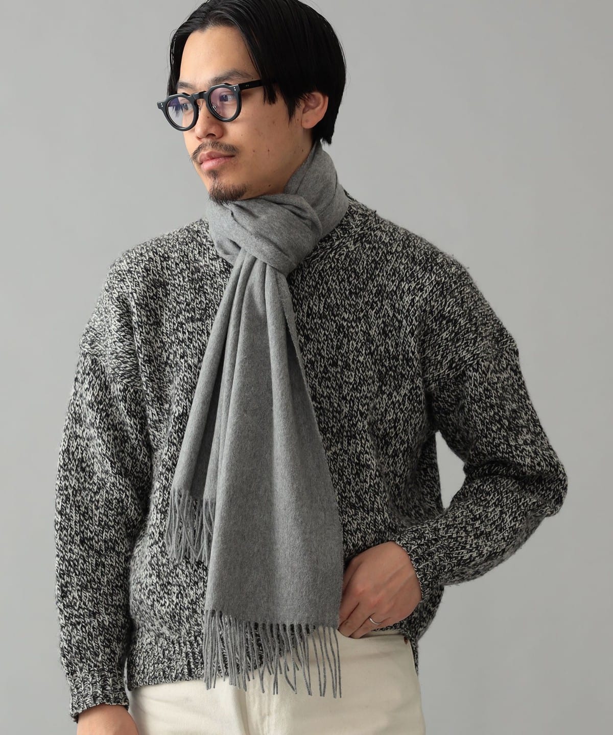 ジョンストンズ リバーシブル グレーストール Johnstons of Elgin