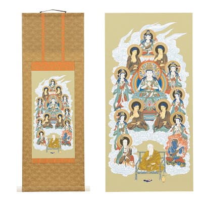 掛軸 十三佛 臥龍作 全宗派 木箱入り 掛軸 十三佛 臥龍作