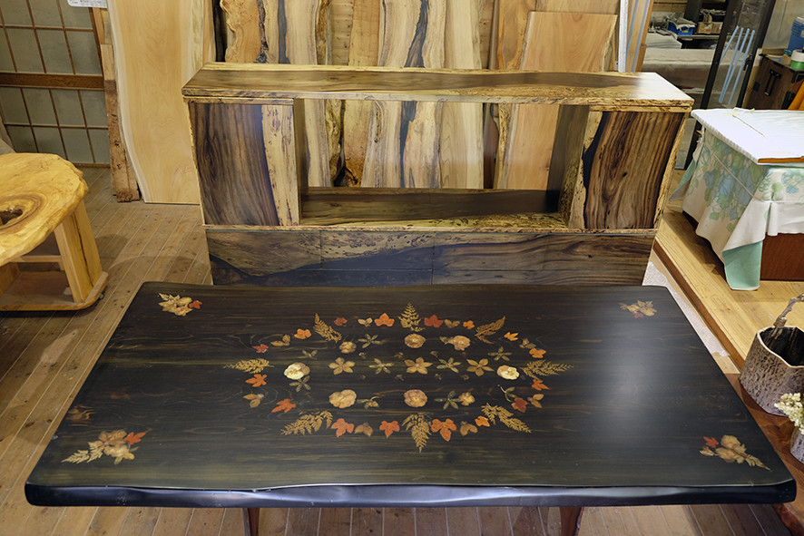 押し花入りテーブル - 木とうるし 樹乃詩