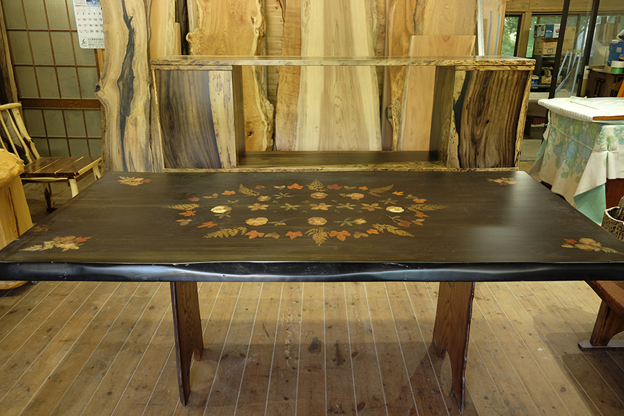 押し花入りテーブル - 木とうるし 樹乃詩