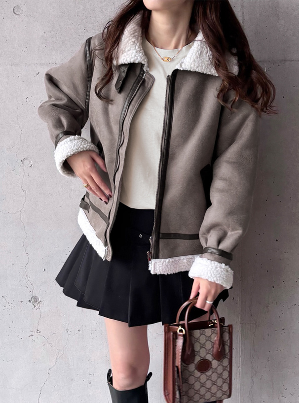 襟2Wayムートンボアブルゾン[k9056b] | レディースファッション通販の