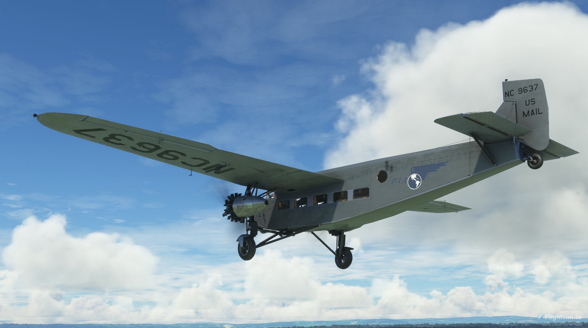Ford NC 9637 模型 航空機 U.S. Mail Ford Trimotor NC9637 Pan