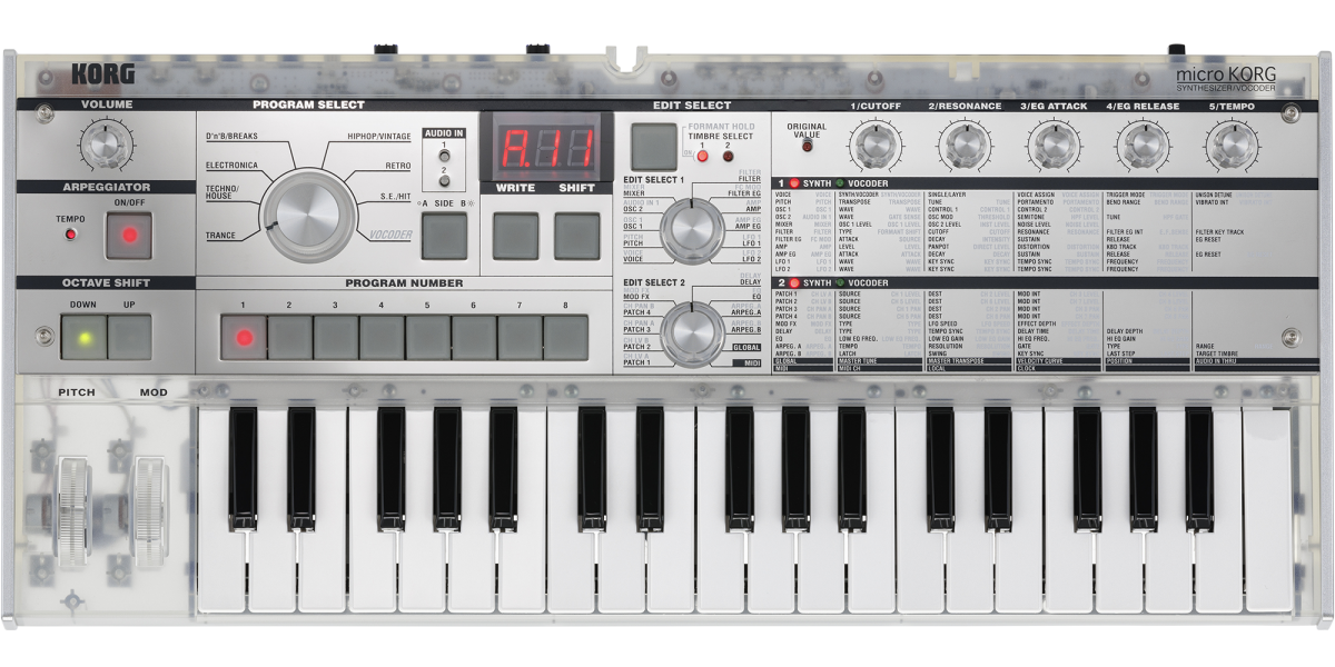 20周年記念モデル】「microKORG Crystal」スケルトンでスタイリッシュ