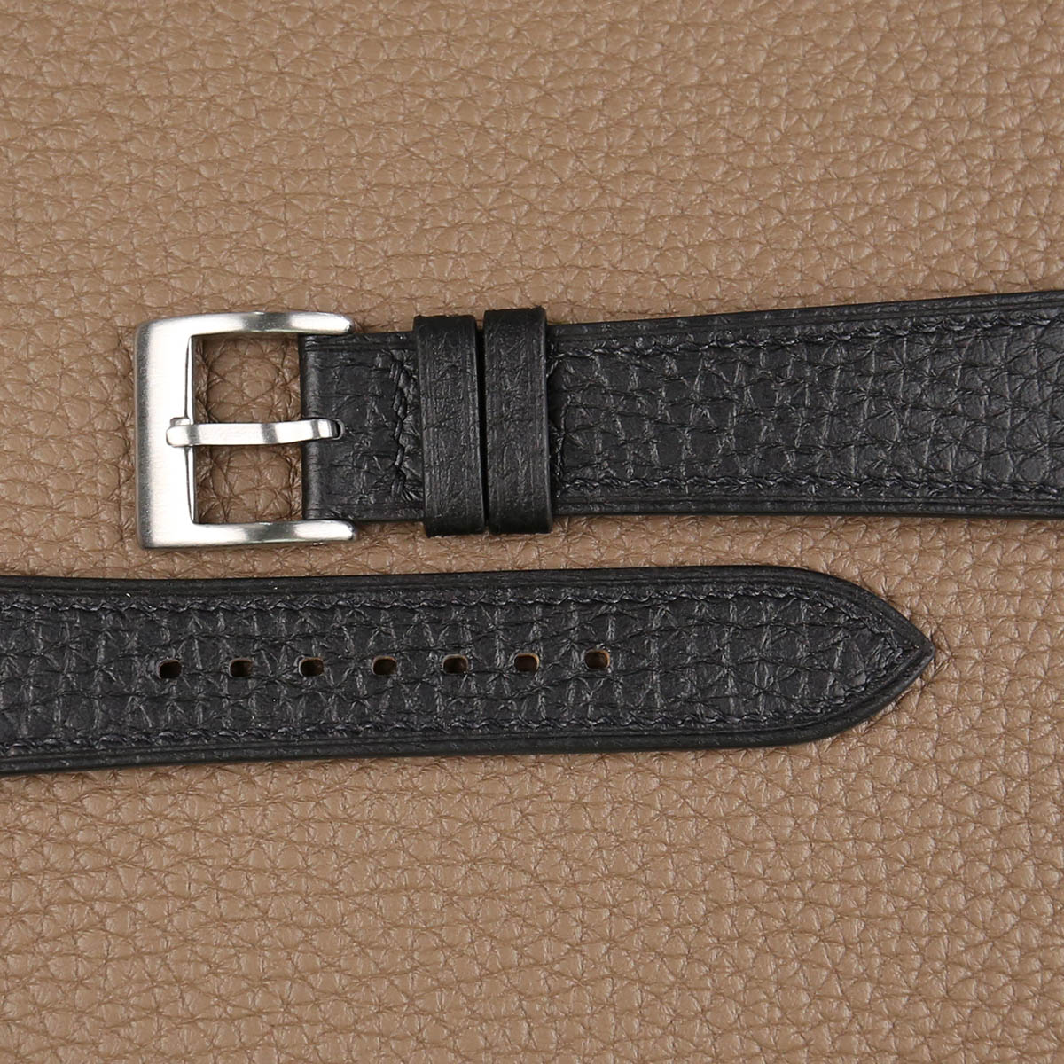 Black Togo Leather Watch Strap | Handdn - Bespoke Watchstraps
