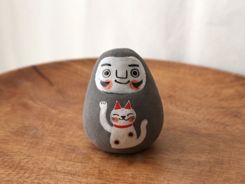 黒絵だるま （ 招き猫・富士山・鯛 ) | iichi 日々の暮らしを心地よく