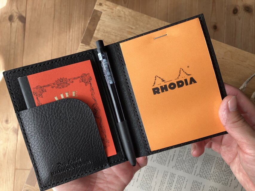 イタリア革のメモ帳カバー／ブロックロディアNo.12専用／黒 | iichi