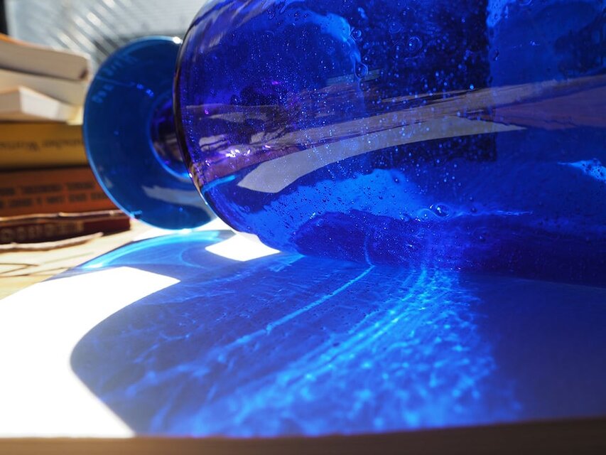 エリック・ホグラン／深い青色ゴブレット／フラワーベース／ブルー