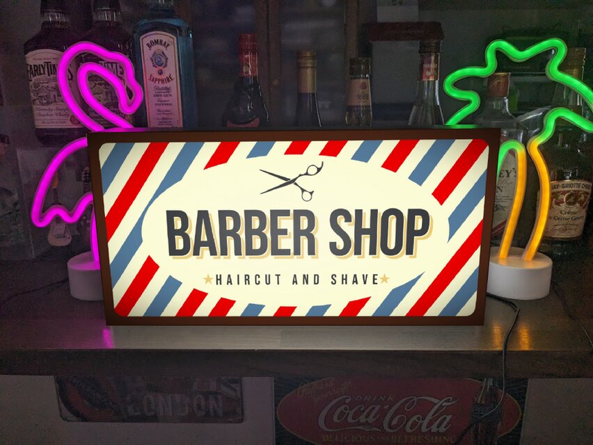 Lサイズ 文字変更無料】バーバーショップ 理容室 ヘアーサロン 床屋
