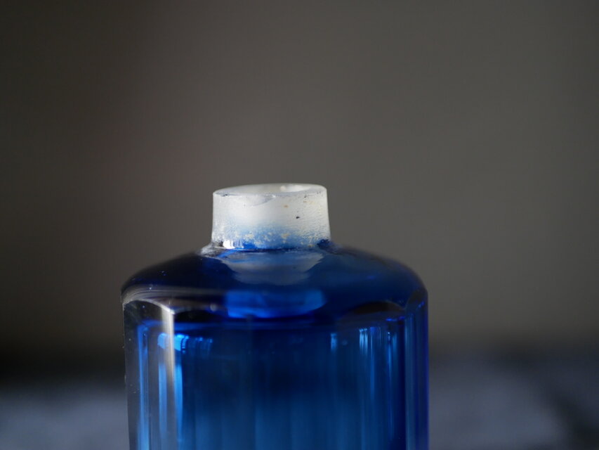 英国製 アンティーク 香水瓶 ブルー 純銀蓋 19世紀 アンティーク