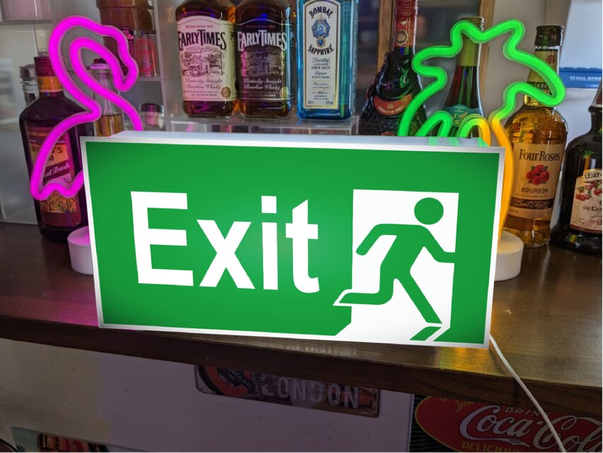 Lサイズ 壁掛け】EXIT 非常口 出口 避難灯 アメリカン 店舗 自宅 照明