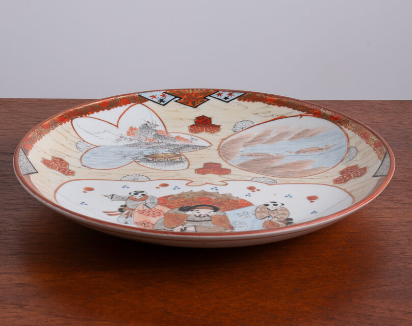 超レア 逸品 マジョリカ古窯 色絵輪線紋小皿 10客 明治期 時代箱付き