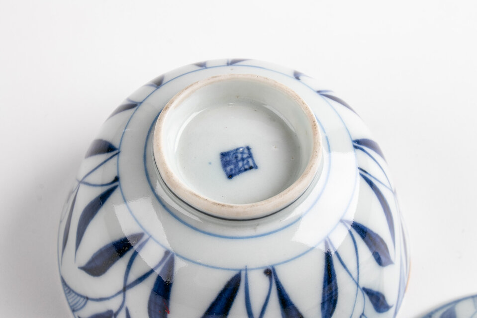 江戸 古伊万里 染付蓋物 アンティーク 送料込み1107 江戸 古伊万里 染