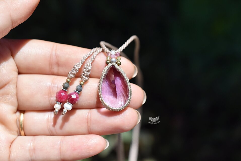 ファセットカット宝石☆アメジスト マクラメネックレス1002 | iichi