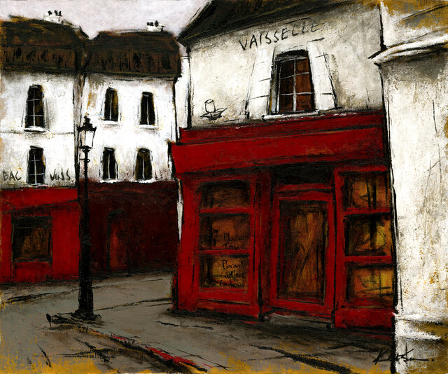 絵画 599 油絵/風景/東京/街角/本駒込/屋敷/通り/F6号 絵画 599 油絵