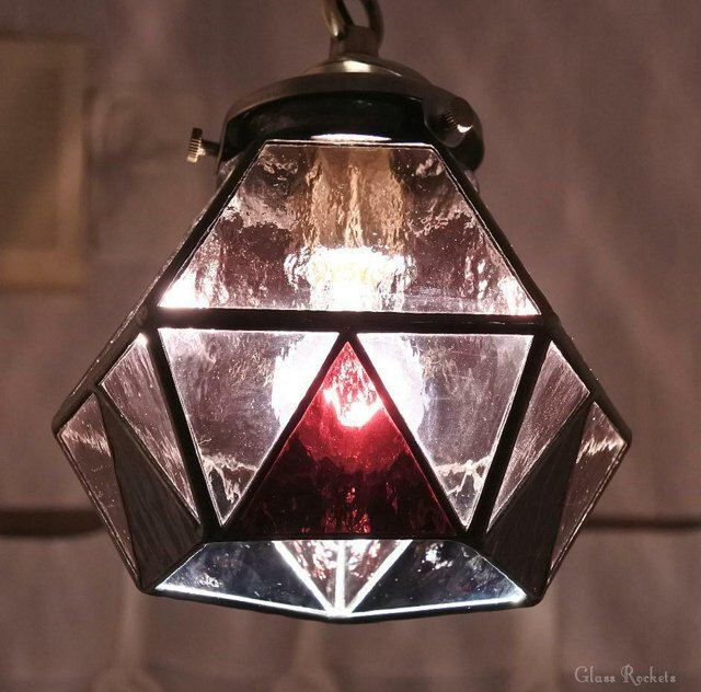 アンティーク ステンドグラスネジレパープルペンダントシーリング