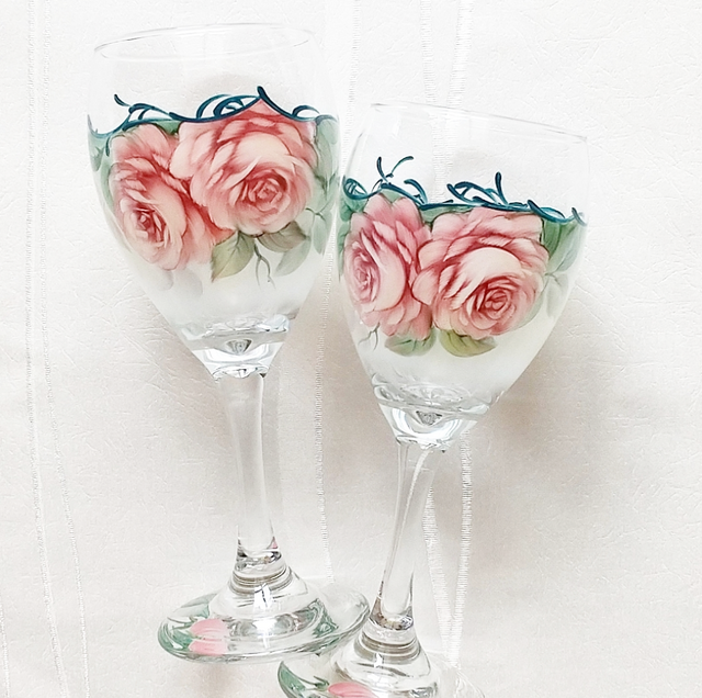 ベネチアングラスSeguso製ピンクワイングラス レース模様ヴィンテージ