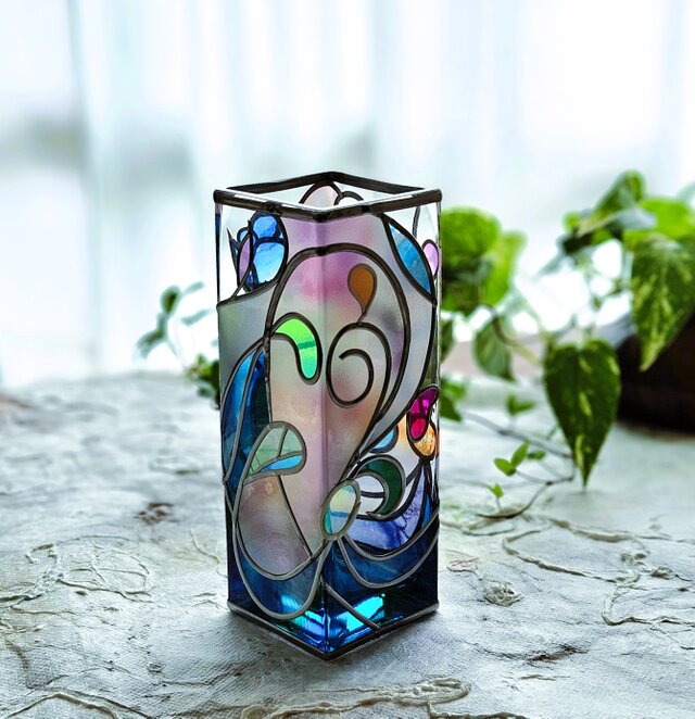 英国 Isle of wight glass アートガラス 花瓶 一輪差 Isle of Wight