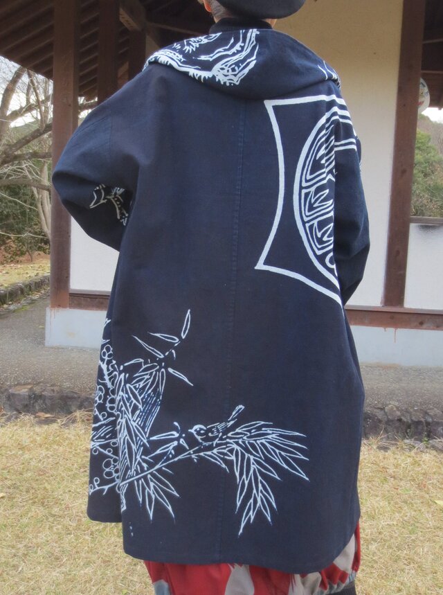 古布リメイク～古布型染め雪ん子絣藍染古布人形山葡萄バック 高品質