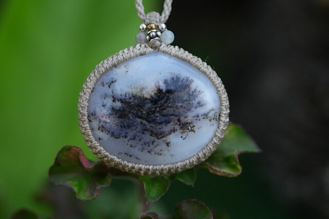 水墨樹々☆デンドライトオパール マクラメネックレス1473 | iichi 日々