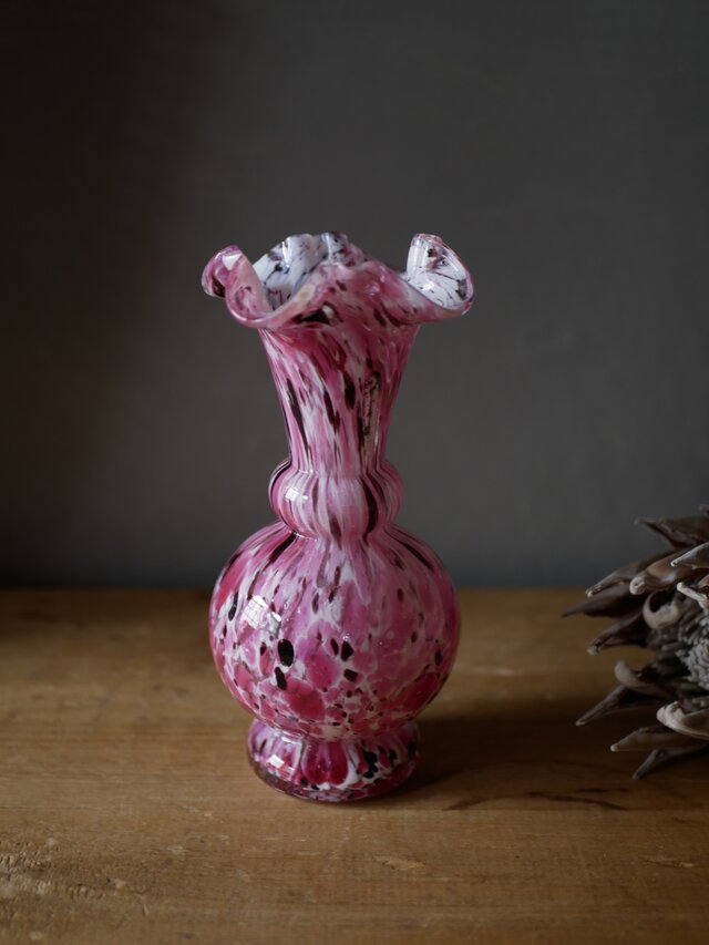 クリシー オパリンガラス フラワーベース 花器 ブロカント フランス